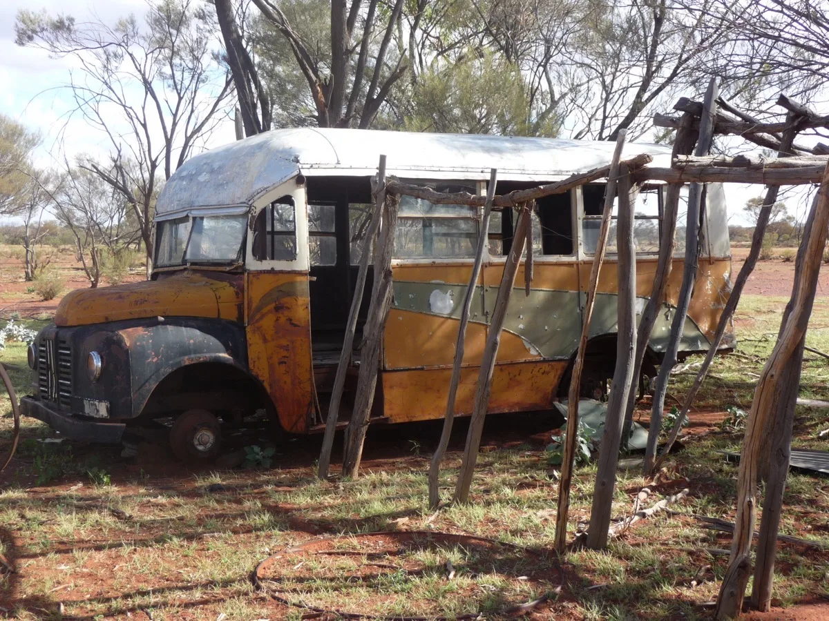 Vintage outback caravan relic in the Australian wilderness