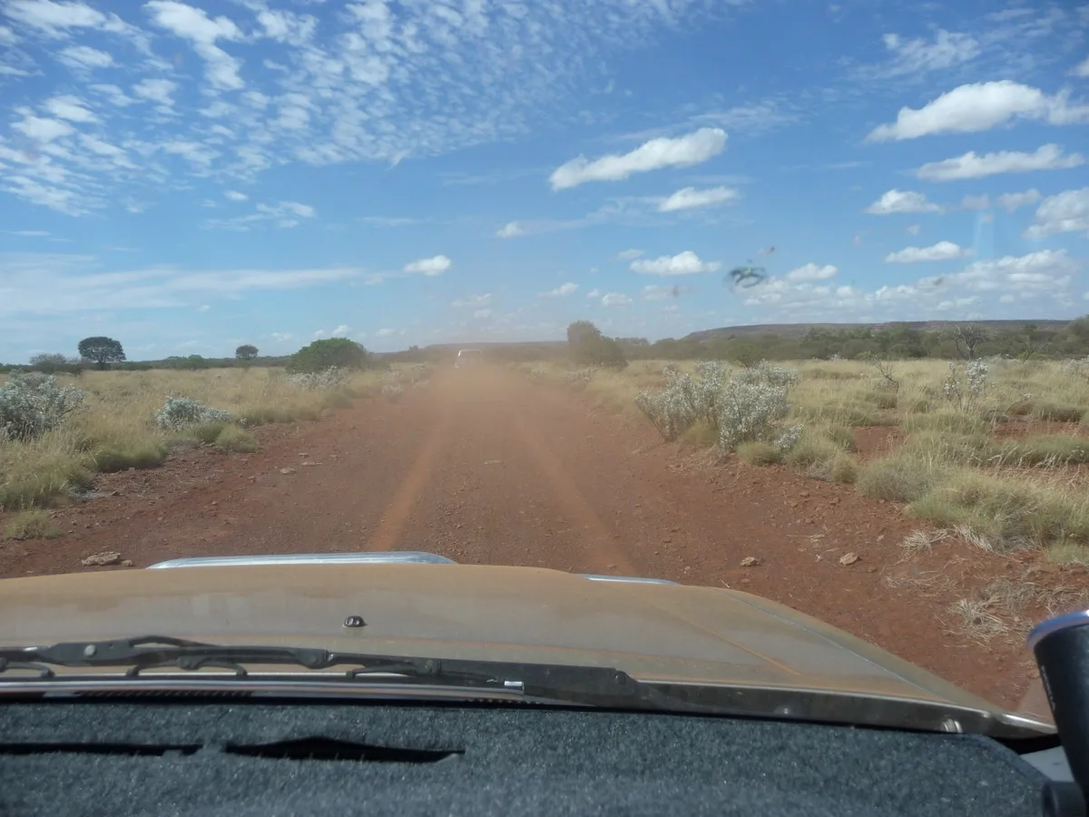 Endless outback roads ahead under the big Australian sky