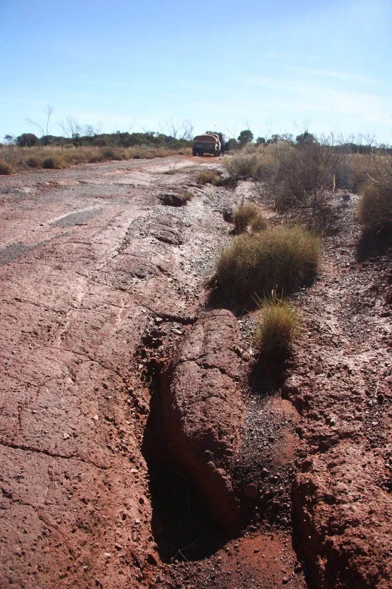 Deep ruts mark the path through Australia's remote interior