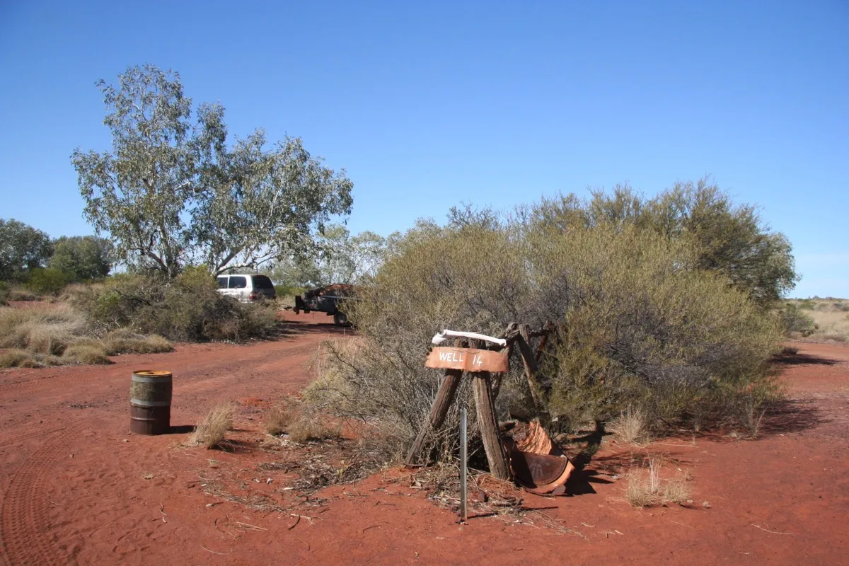 Well 14 marks a historic water point in the red outback