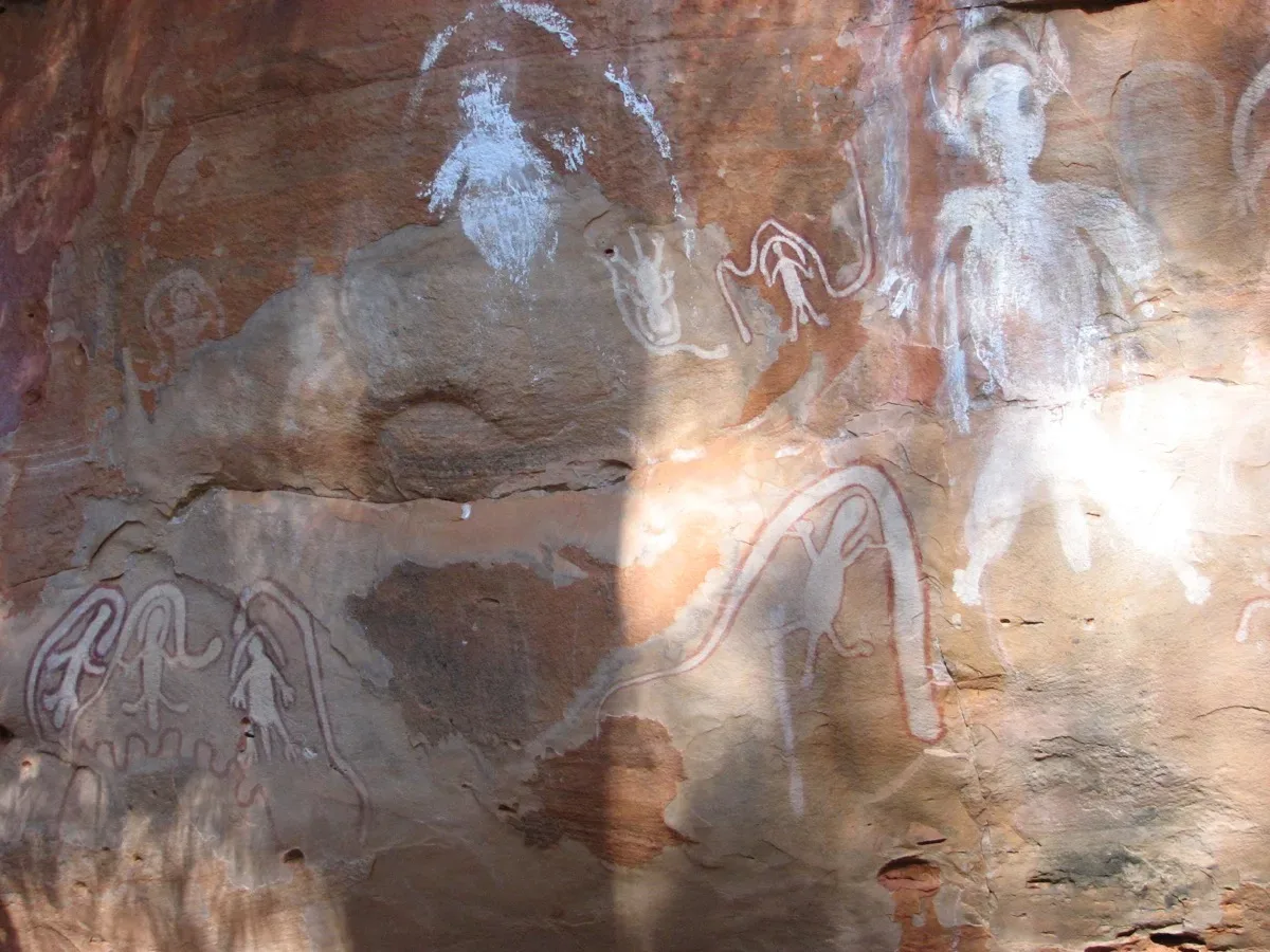 Detailed Indigenous artwork preserved in natural rock galleries