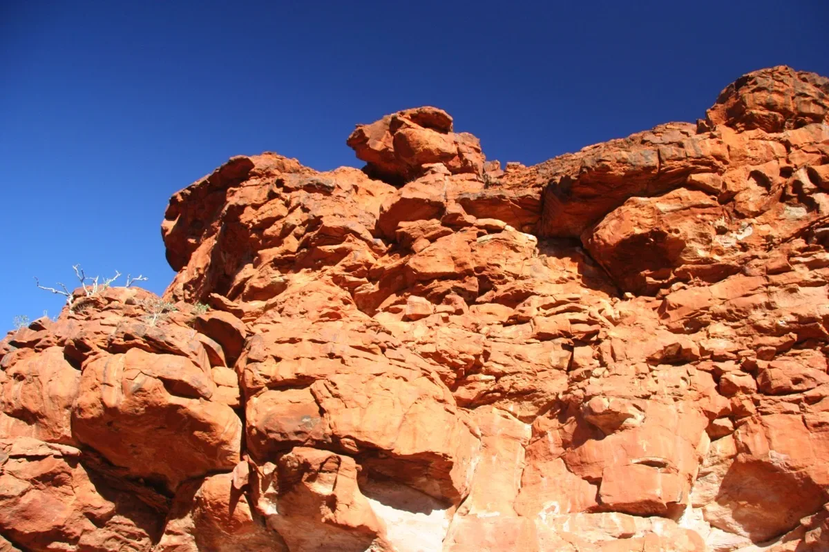 Ancient red rock formations reach skyward in outback Australia