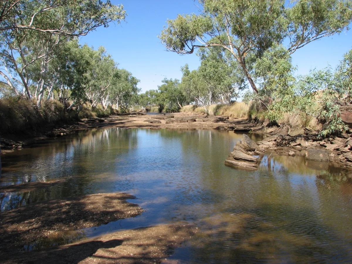 Rock pools and river gums create an outback oasis