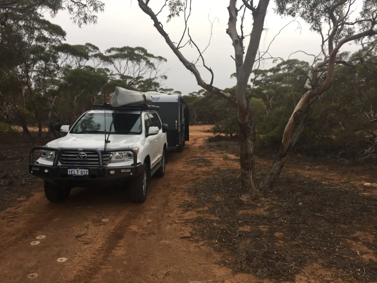 Bush camping setup near Kyancutta, South Australia