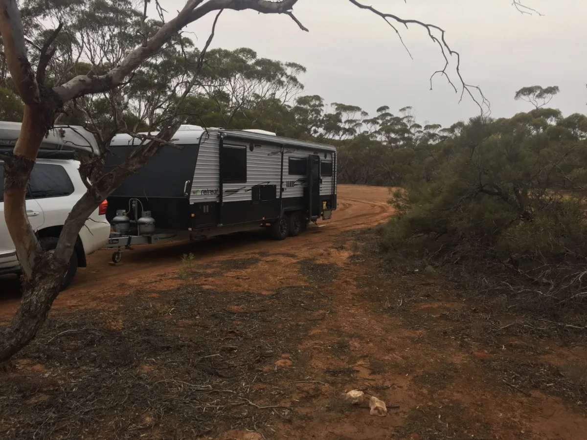 Remote bush track camping in the South Australian outback