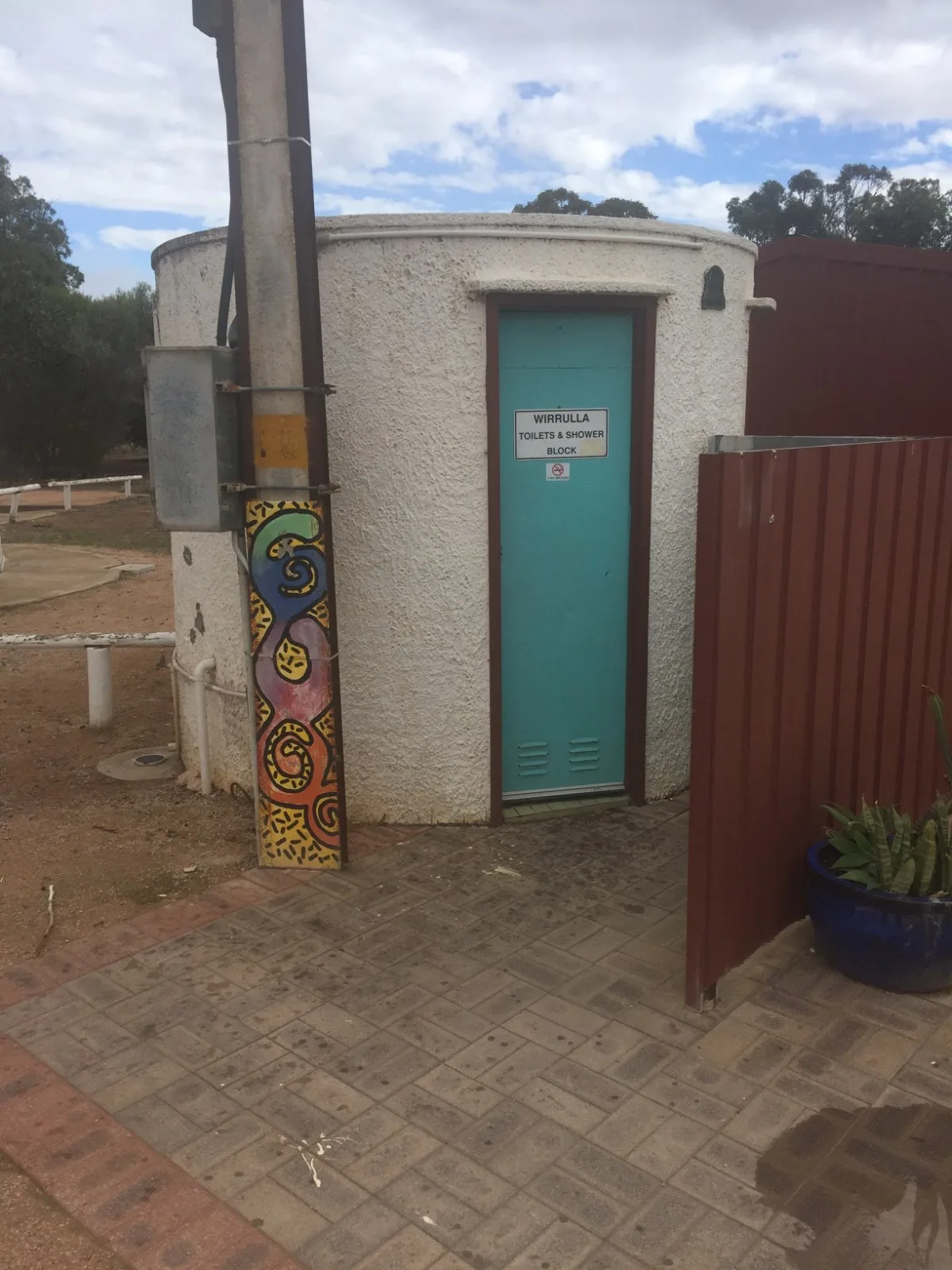 Essential amenities with Indigenous art at Wirrulla stop