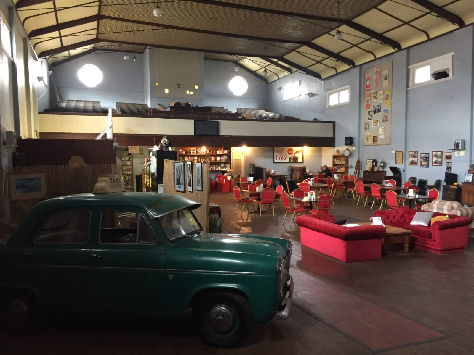 Vintage taxi museum café blends automotive history with hospitality