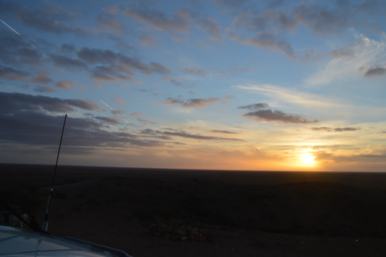 Sunrise from our caravan in the outback near Broken Hill