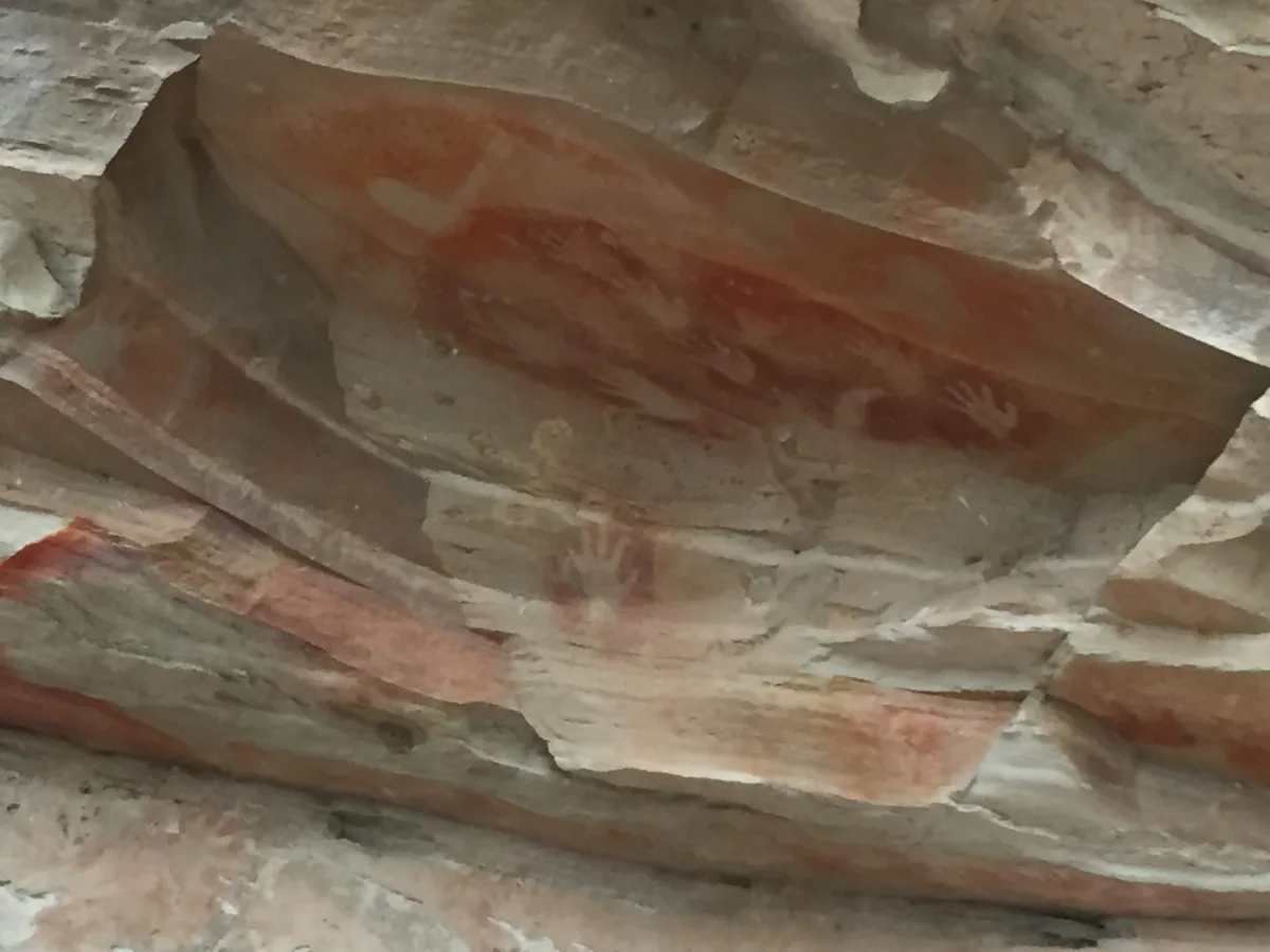 Ancient Aboriginal hand stencils at Boolan Cave, a glimpse into the past.