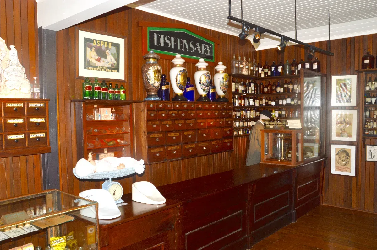 The Herberton chemist, a fascinating display of medical practices from a bygone era.