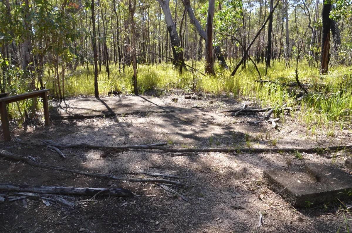 The bare bones of a building foundation are all that remain of the barracks.