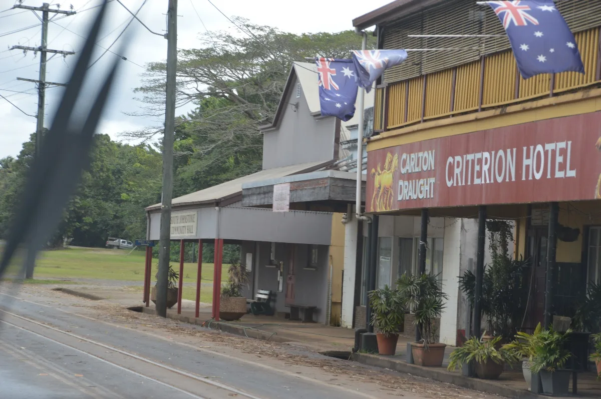 The Carlton Criterion Hotel in South Johnstone, remarkably close to the sugar cane railway line.