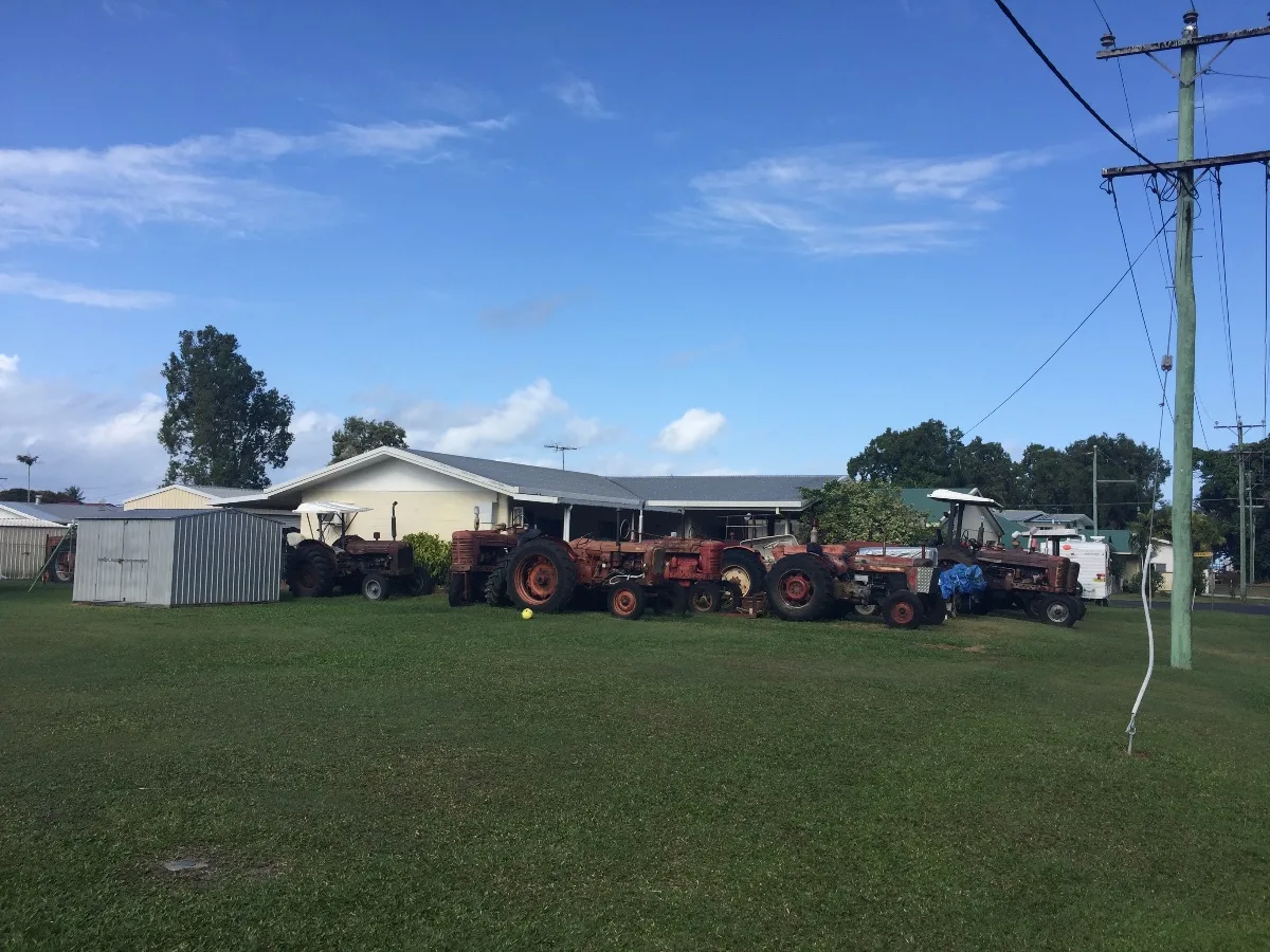 A quirky collection of vintage tractors, a reminder of the area's agricultural history.