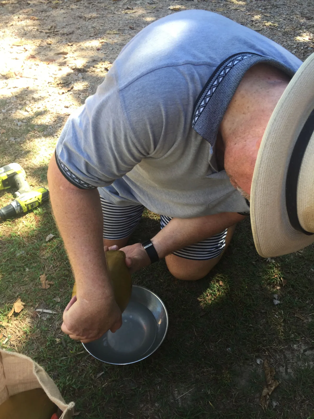Peter preparing one of our prize coconuts.
