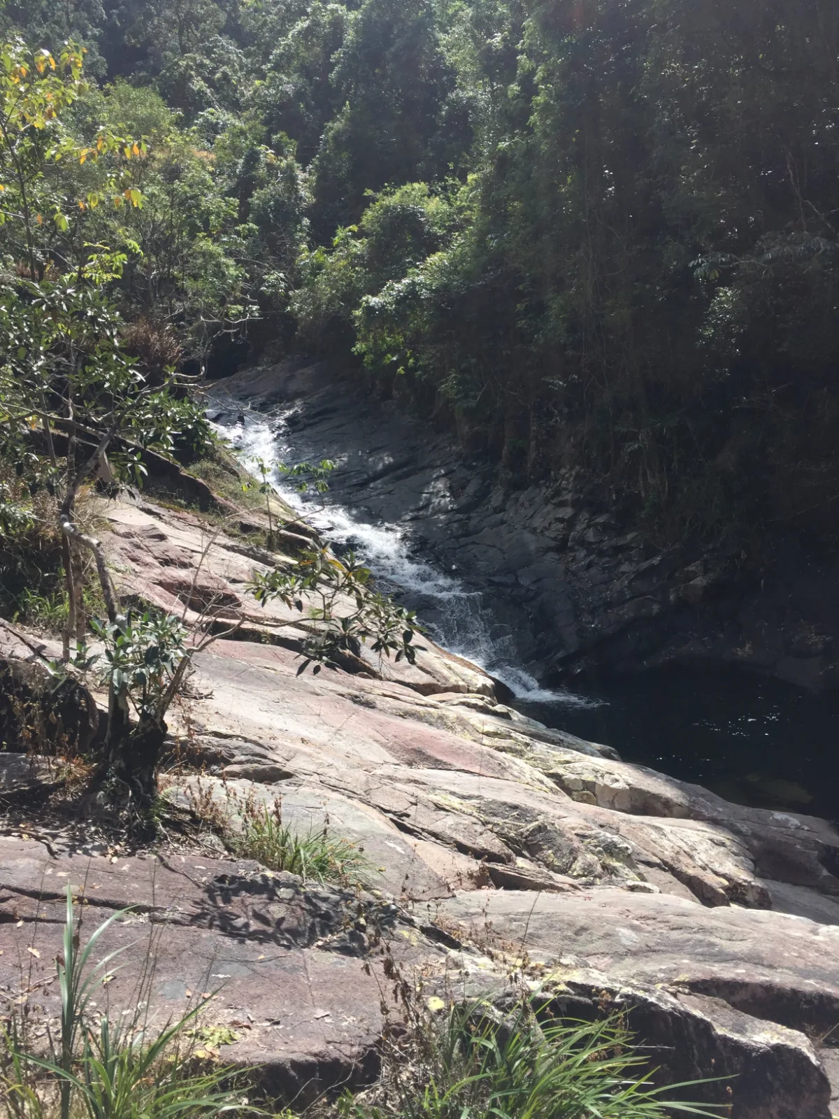 A scenic view of the stream winding its way through the rocky landscape.