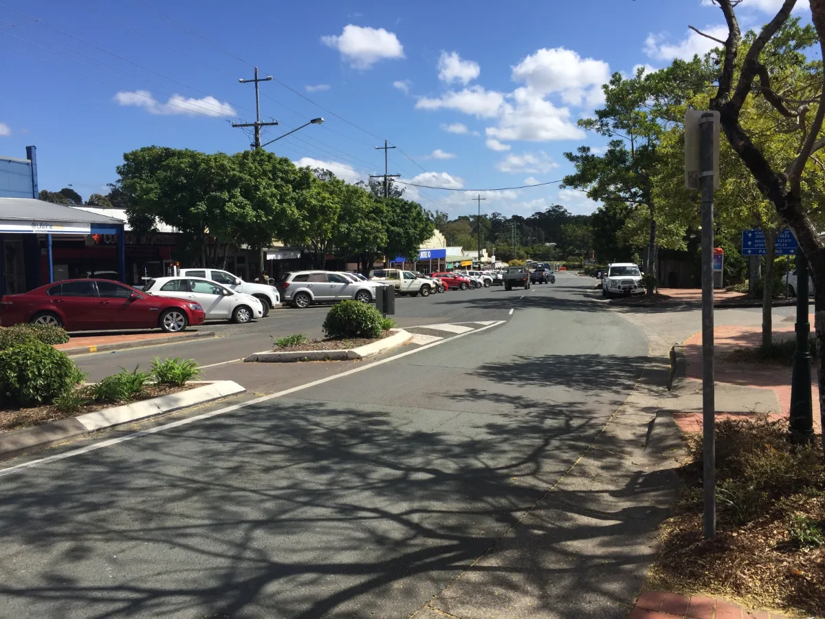Maple Street, the heart of Cooroy, offers a blend of shops and cafes with plenty of room to wander.