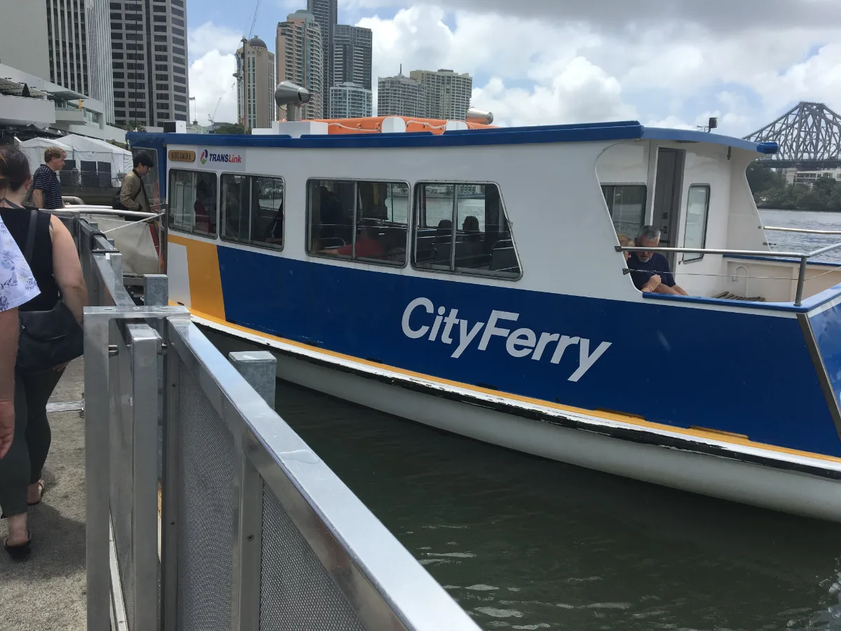 All aboard! The CityFerry awaits its passengers, ready to whisk them away to another corner of Brisbane.