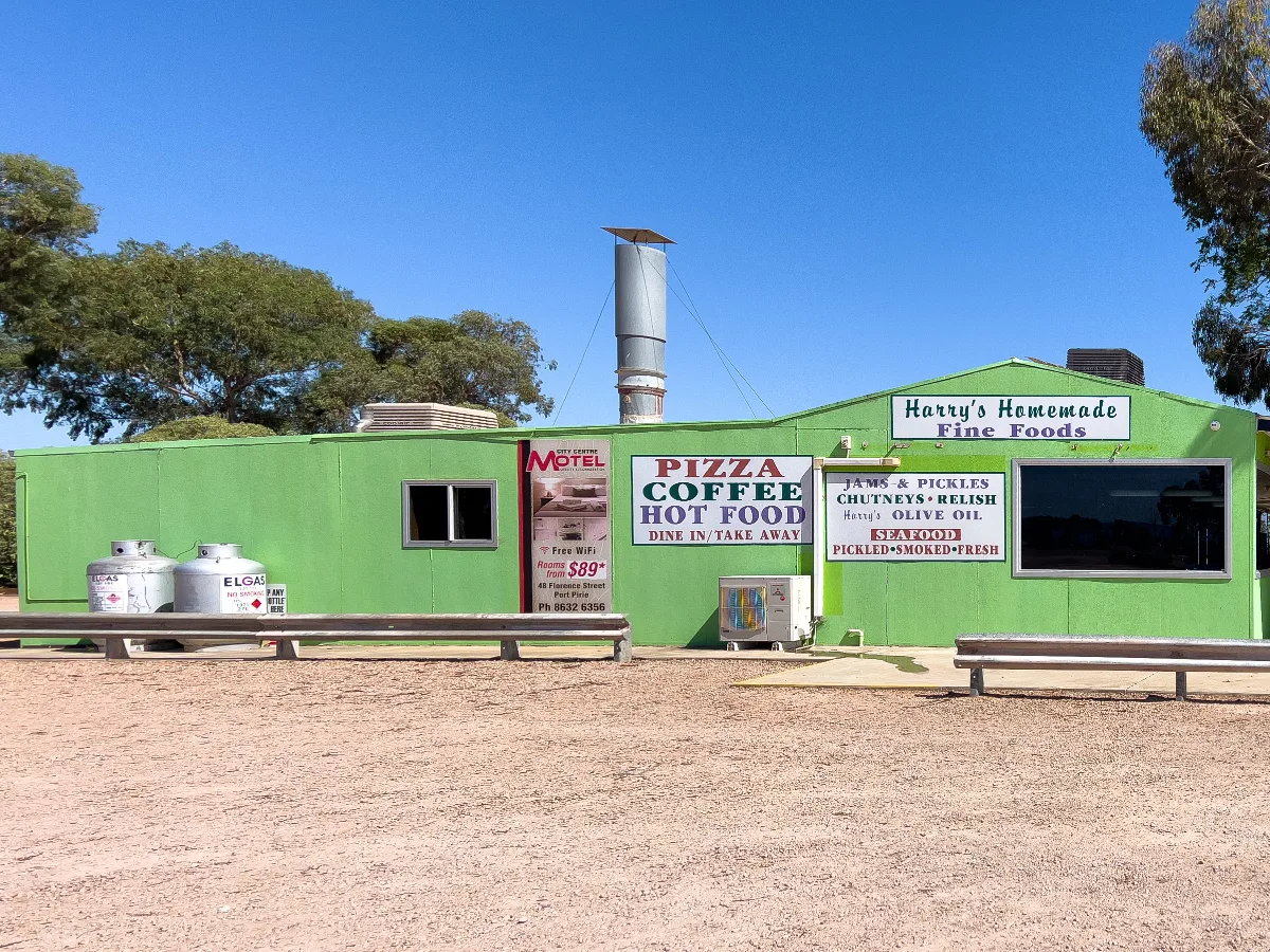 Harry's Homemade, a roadside haven in Nelshaby, South Australia. The green paint job is hard to miss.