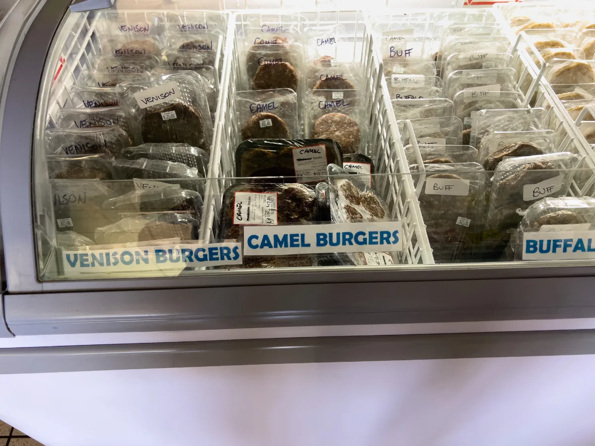 The burger selection at Harry's goes far beyond the usual beef patty. Here we see camel, buffalo, and venison on offer.