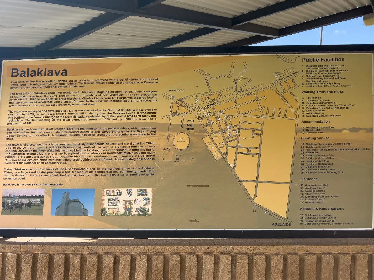 The Balaklava information board provided a detailed overview of the town’s history and layout.