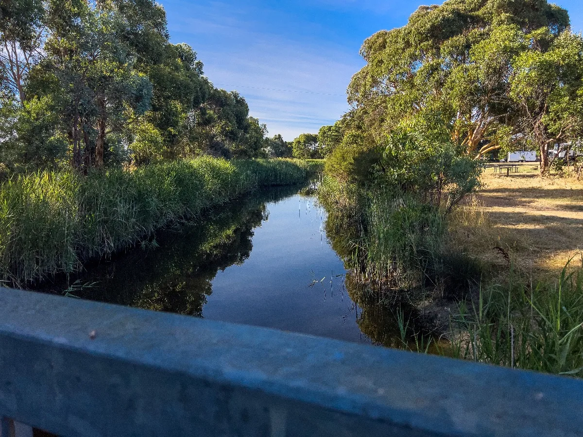 A small, tranquil creek runs near the free camping area in Haddon.