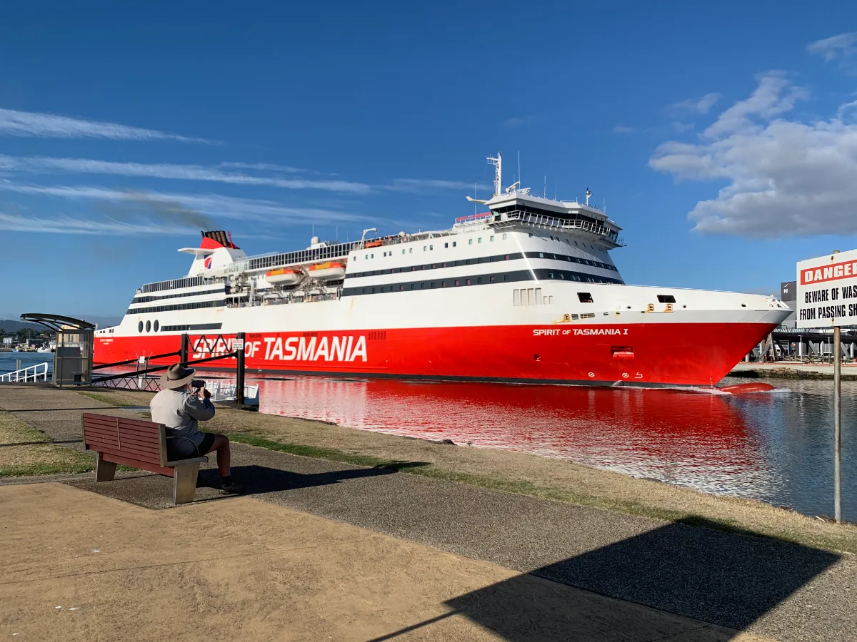 The Spirit of Tasmania departing Devonport, headed back to Geelong.