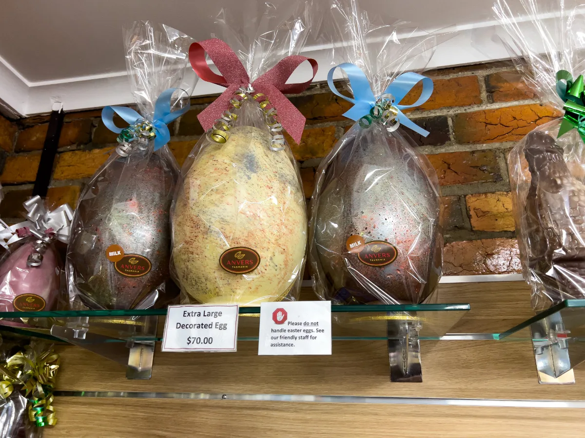 Extra-large decorated eggs caught our eye at $70 each!