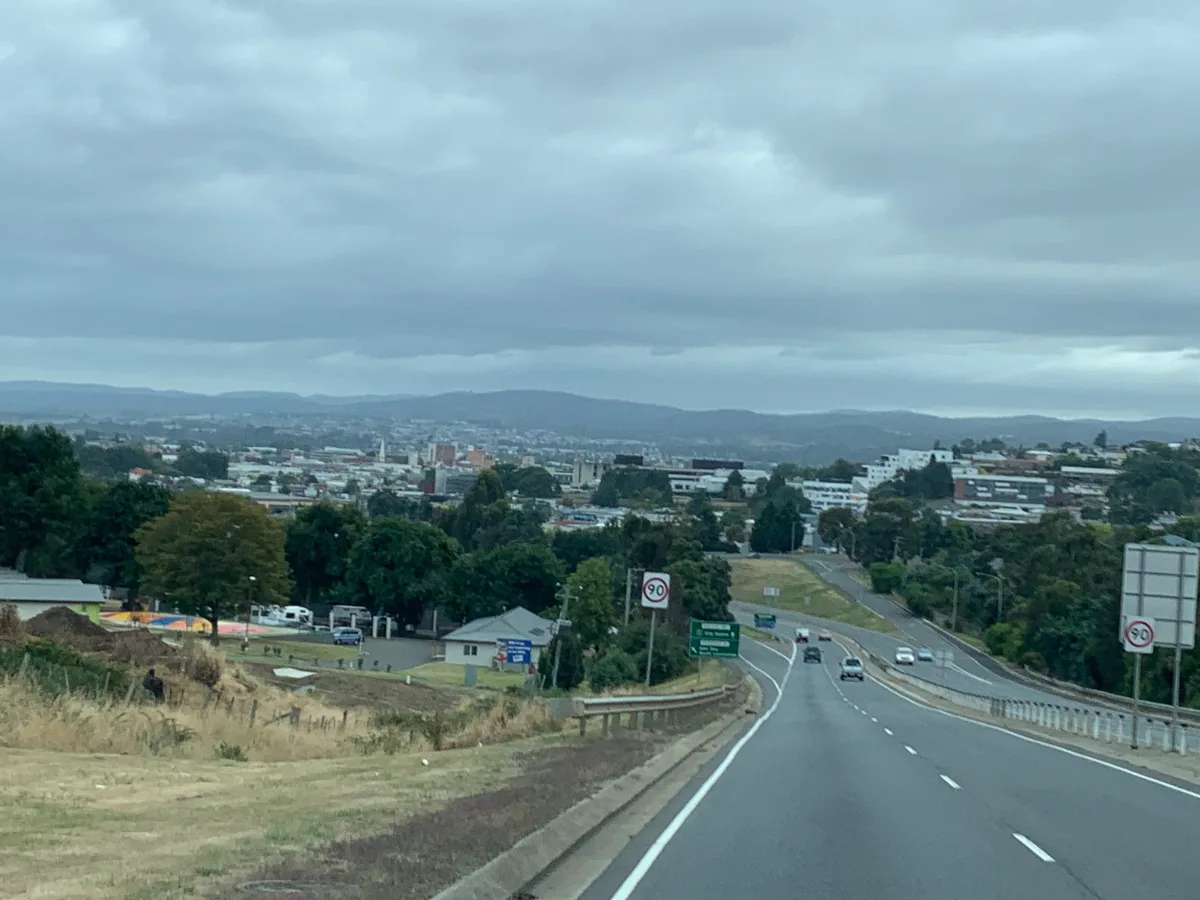 Our first proper look at Launceston as we headed down the hill into the valley.