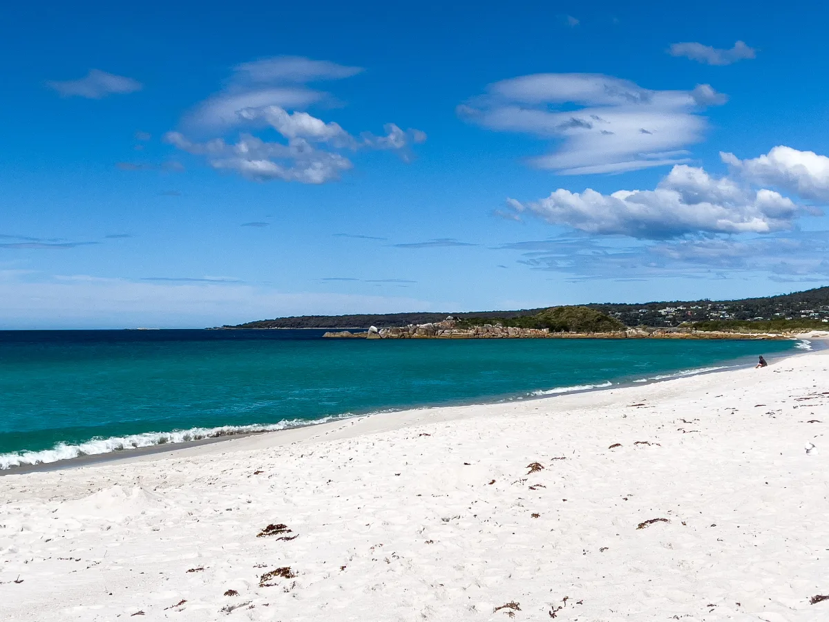 You can't beat the white sand and bright blue water at Binalong Bay; it was worth the effort to find a spot.