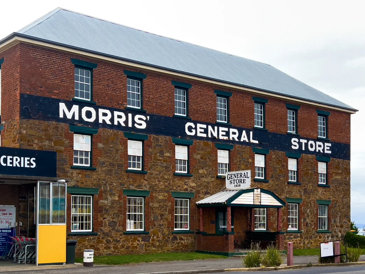 The iconic Morris’ General Store in Swansea, a grand old building that’s been standing since the town's early days.