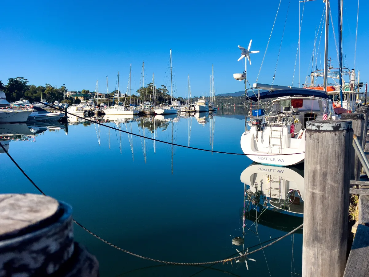 The marina was a mirror, reflecting a visiting yacht all the way from Seattle and a forest of masts.