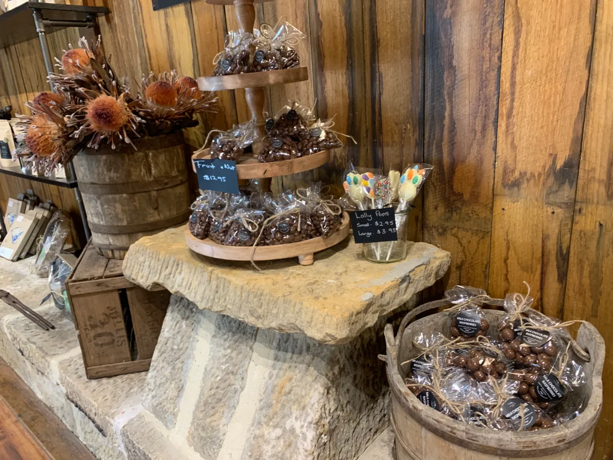 A very tempting display of local chocolates and treats at Taranna.