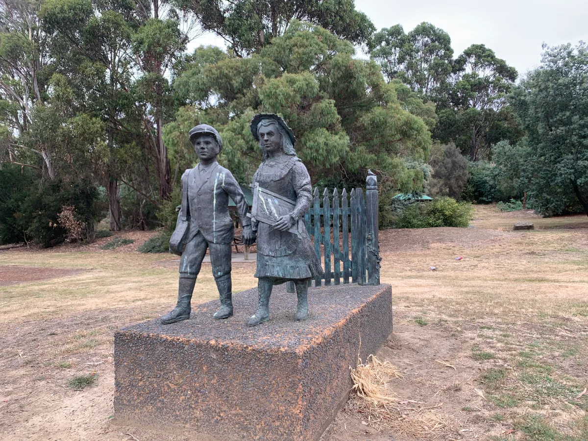 This bronze statue of the two children was a lovely, quiet find on our walk.