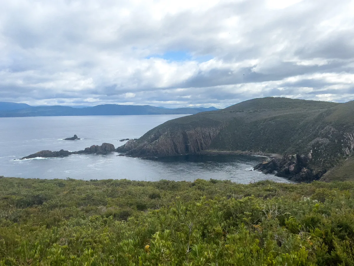 Looking out over the rugged cliffs and hidden bays of South Bruny National Park.