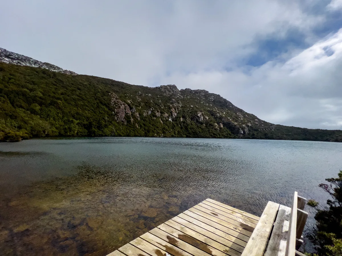 A quiet moment at Lake Esperance before the wind decided to chase us back down the mountain.