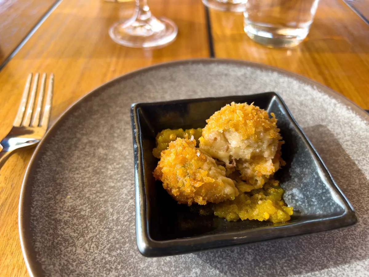 These golden, crumbed appetizers were the perfect way to kick off our celebratory lunch.
