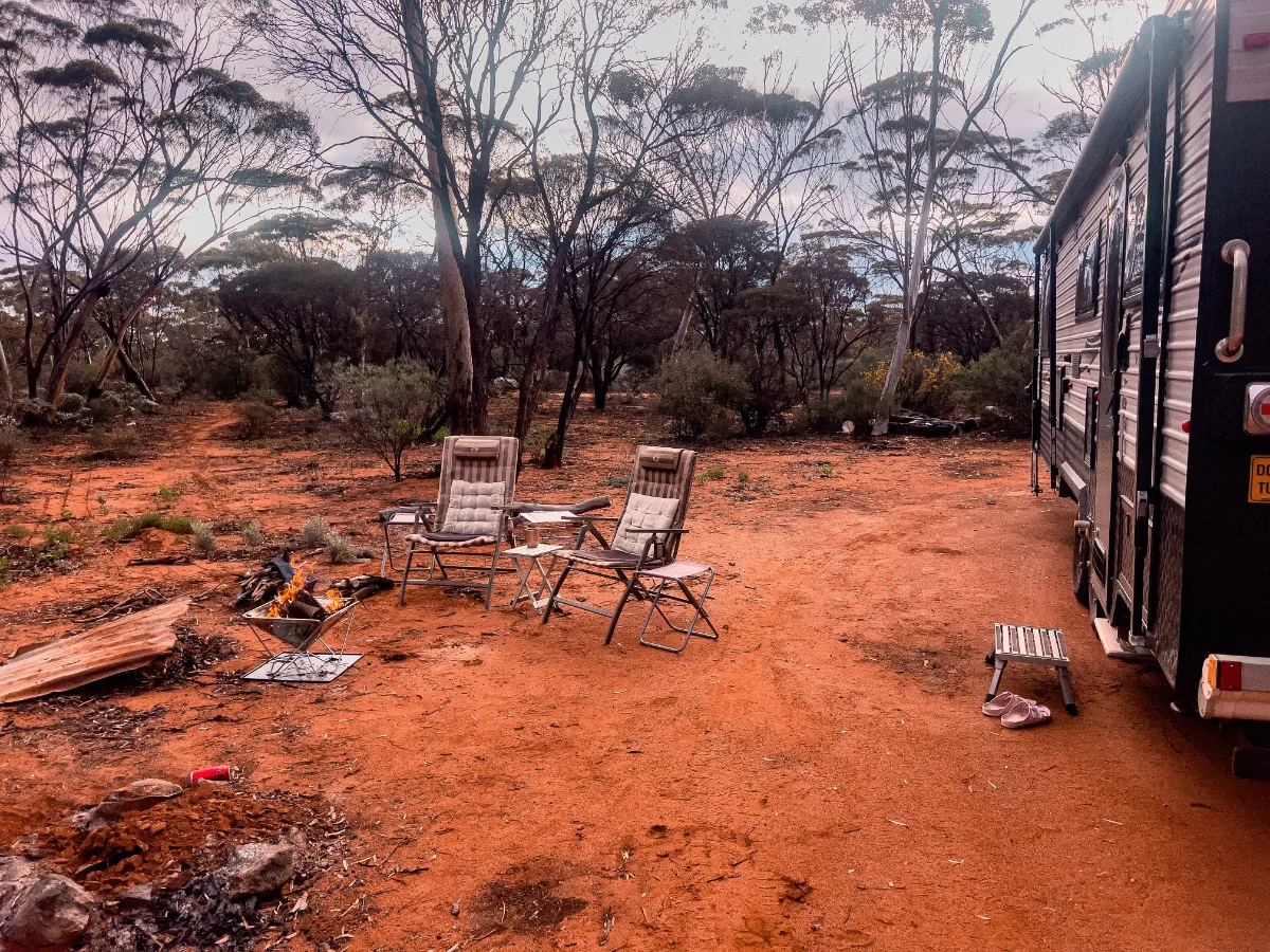 Chairs positioned perfectly for a relaxing evening by the fire, somewhere near Higginsville.