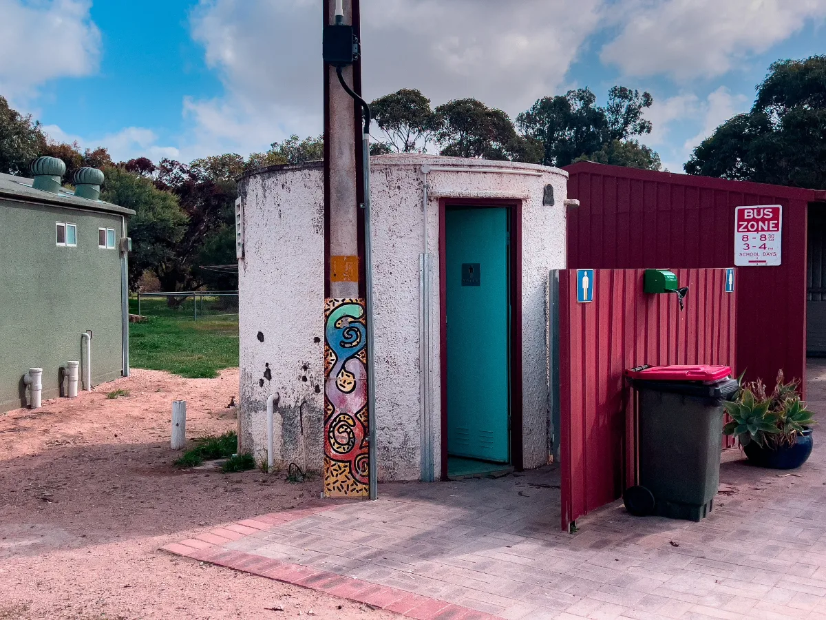 The Wirrulla toilet block stands as a monument to small-town quirkiness.