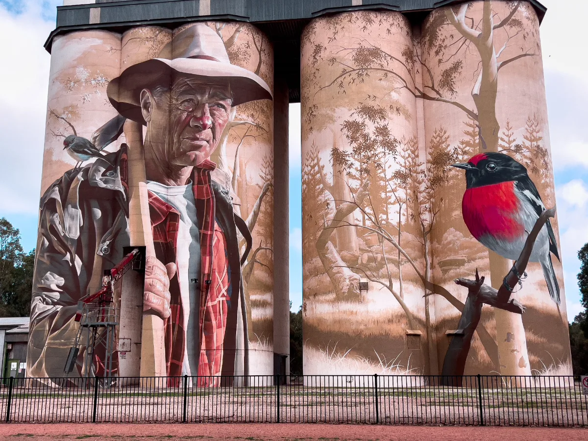 The Wirrabara silos, brought to life by Matt Gorrick's incredible mural.