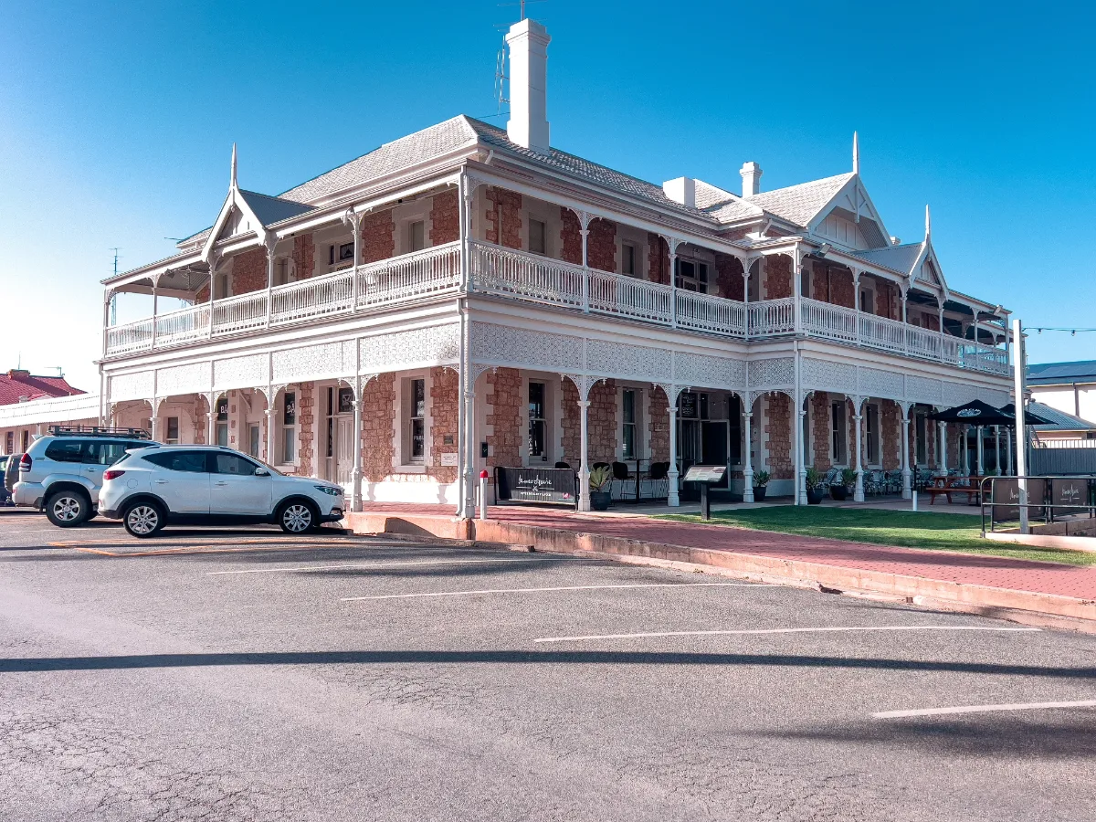 The Broughton Hotel, a striking example of period architecture in Port Broughton.