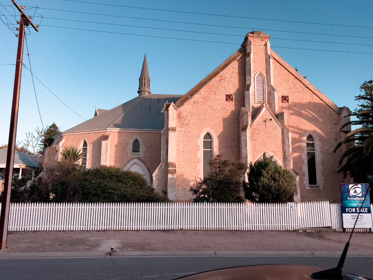 The old church in Wallaroo, a testament to the enduring beauty of sandstone construction.