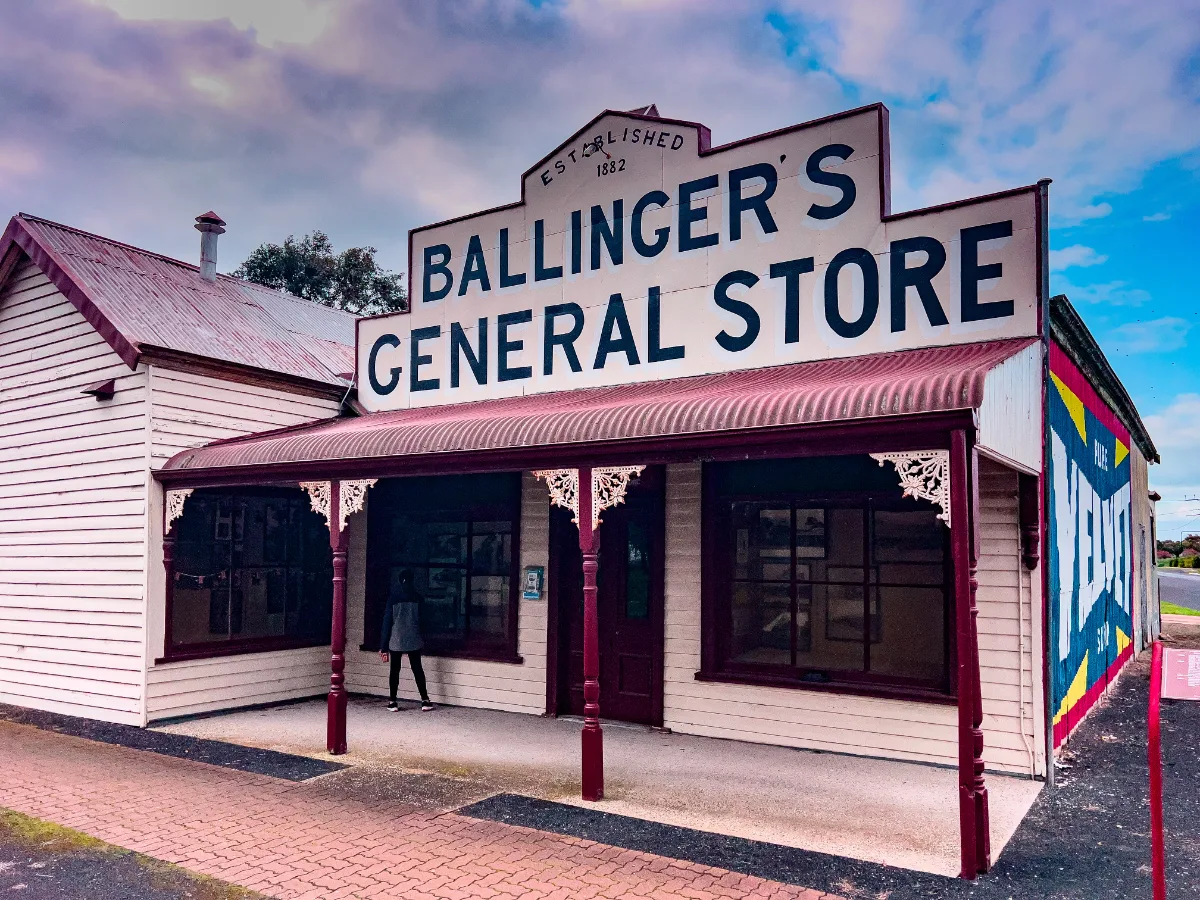 Ballinger's General Store, an 1882 landmark, exudes historical charm.