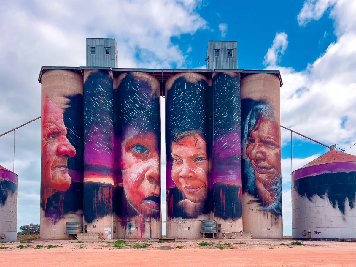 Four elders and two youths comprise the stunning portraits that adorn the Sheep Hills silos.