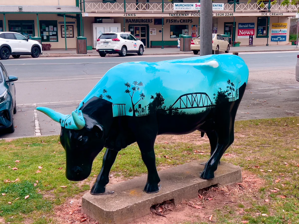 Another of Murchison's painted cows, each one a unique work of art.