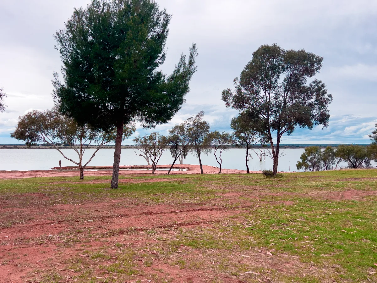 Tranquil views across Lake Wyangan reveal the serene beauty of the New South Wales landscape.