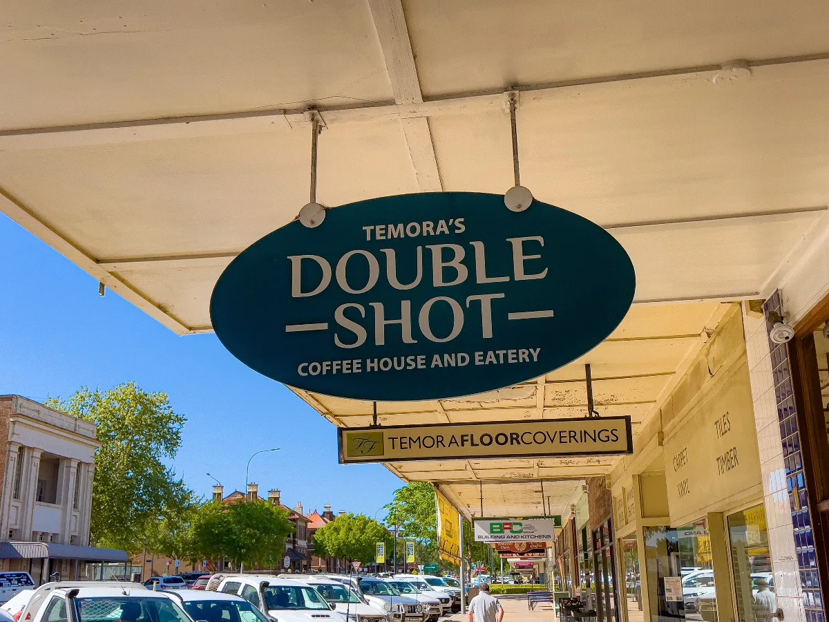 A sign of salvation for bleary-eyed travelers: Double Shot coffee house.