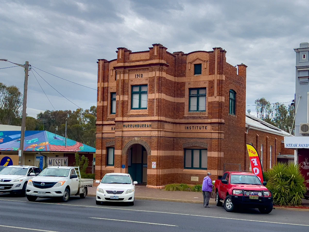 The Harden-Murrumburrah Institute, a stately building on the main street.