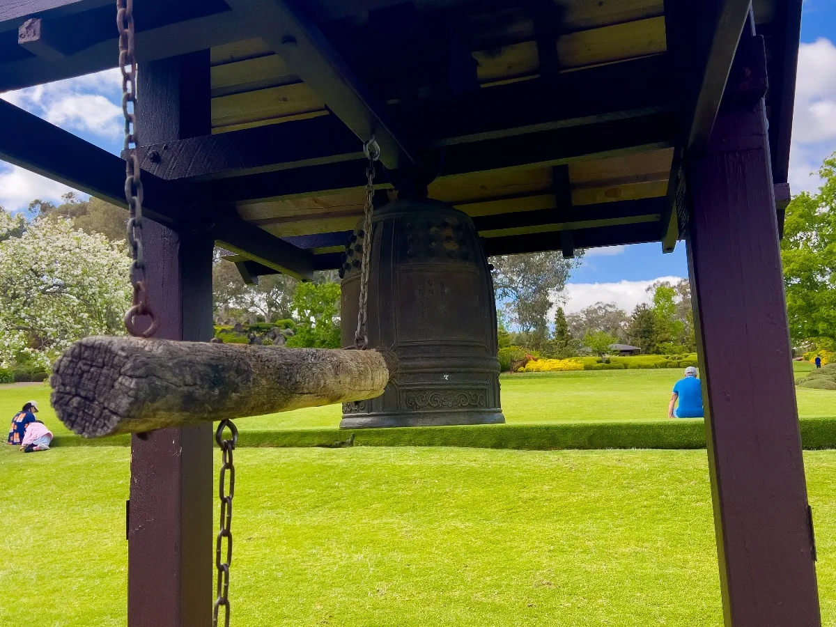 The bell at the Cowra Japanese Garden is ready to be rung, sending its resonant tones across the landscape.