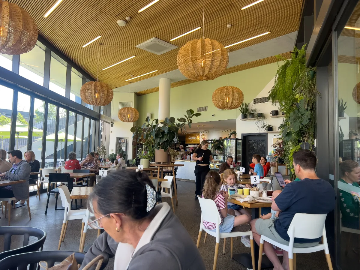 Inside a popular Orange café, enjoying a much-needed coffee.