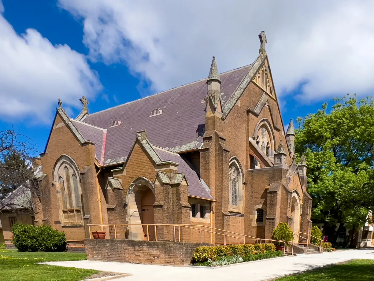 The impressive facade of a historic church in Orange.